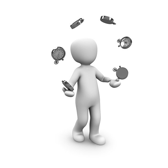 Abstract figure of a person juggling to symbolize being productive,