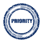 Image of a stamp of the word "priority" to compliment the text about priority goals for graduate students.