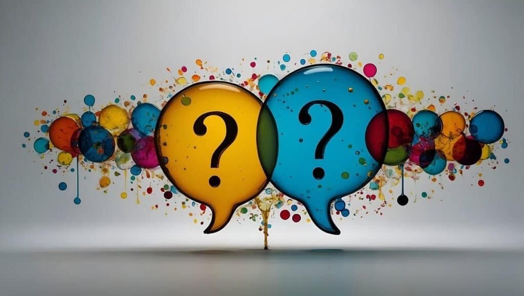 Decorative image of question marks symbolizing questions to ask and how to choose a Ph.D. advisor.