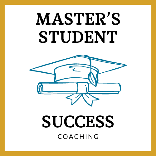 Image for Master's Student Success Coaching shows a line drawing of a graduation cap and diploma.